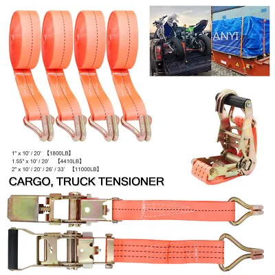 Heavy Duty Ratchet Straps Cargo Car Trailer Hauler Motorcycle Tie Downs Straps • $15.19