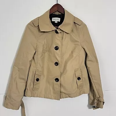 Merona Womens Pea Coat Jacket Size S Beige Long Sleeve Button Up Collared • $29.88