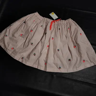 NWT Mini Boden Girls Pink Embroidered Strawberry Skirt 11 12 Years • $30