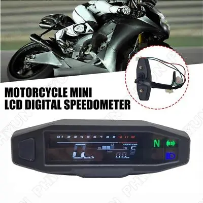 0-1200 Rpm Motorcycle LCD Digital Speedometer Mini Odometer With Column Sensor • $37.31