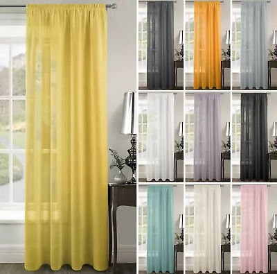 £5.95 • Buy Plain Single Curtain Sheer Panels Net Voile Slot Top Tassel Swag Red Black White