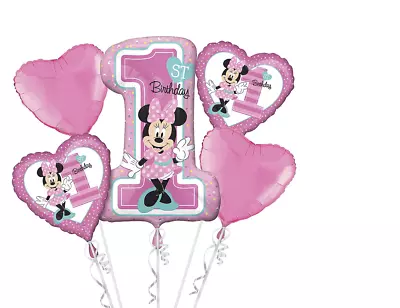 Minnie Mouse 1st Birthday Balloon Bouquet 5pc  • $10.49