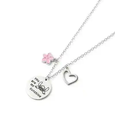 Disney's Stitch  You Are My Sunshine  With Pink Flower So Very Cute Necklace. • £6.49