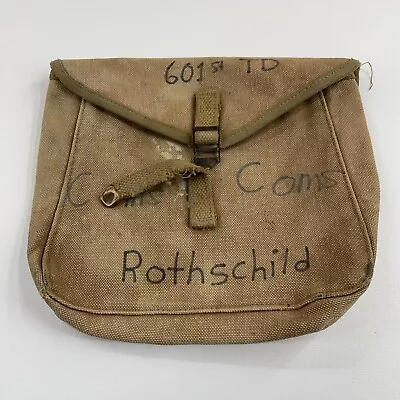 WW2 WWII US Military Canvas Hanging Bag Pouch 9x7x2 Musette 601st TD Rothschild • $39.99