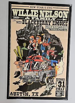 Willie Nelson Blackberry Smoke 2017 Austin Concert Poster 11 X 17 Framed • $21.99
