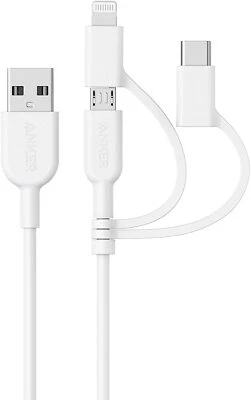 Powerline II 3-in-1 Cable Lightning/Type C/Micro USB Cable For IPhone IPad • $28.99