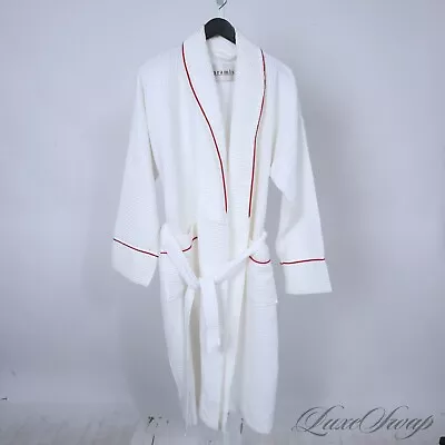 #1 MENSWEAR LNWOT Vintage Aramis White Waffle Knit Red Piped Dressing Gown Robe  • $9.99