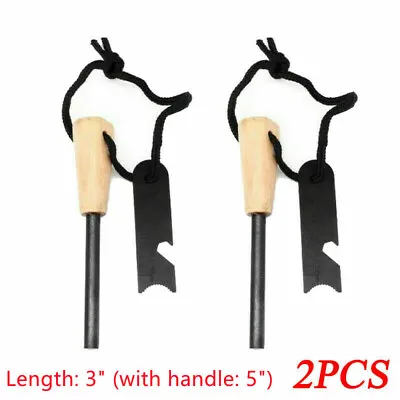 2Pc Fire Starter Flint Steel Striker Survival Kit Ferro Rod Outdoor Camping Tool • $8.88