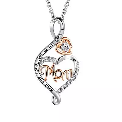 Sterling Silver Heart Infinity Mom Necklace For Mother's Day Gift • $58.87