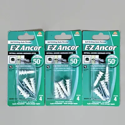 E-Z ANCOR BX42010 #6 1-1/4-in 50lb Mini Twist-N-Lock Drywall Anchors 12-Pk • $12