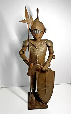 HTF Vintage Medieval Metal/Tin Crafted Knight Statue 2 Ft Tall • $90