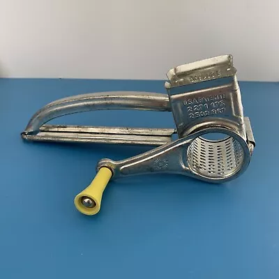 Vtg Mouli Grater Made In France Metal Drum Yellow Handle Kitchen Utensil Grating • $15.99