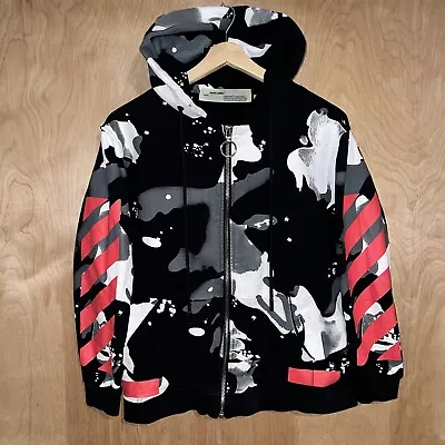 Men’s Off-white Liquid Spots Designer Hoodie Black Virgil Abloh Size Small • $119.95