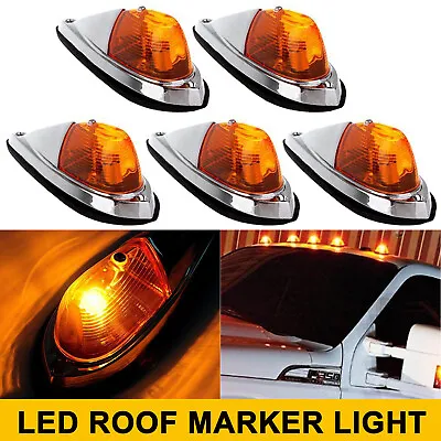 5pcs Amber Bulb Cab Marker Roof Top Clearance Lights Kit For Truck Semi Trailer • $35.96