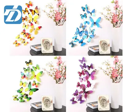 $4.75 • Buy 3D Butterfly Wall Decals Removable Sticker Kids Art Nursery Decor Magnets 12Pcs 