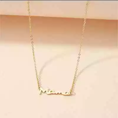 Mama Mother Golden Pendant Cursive Adjustable Chain Simple Delicate Necklace • $28