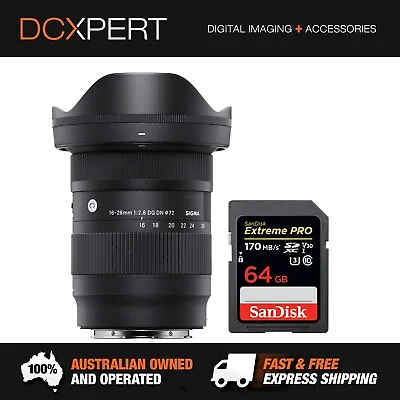 $1329 • Buy Sigma 16-28mm F/2.8 Dg Dn Contemporary Lens For Sony E-mount (4206965) + Sd Card