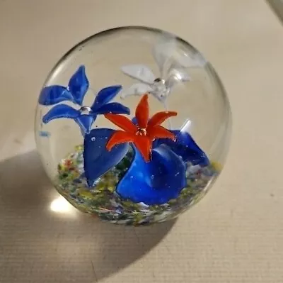 Glass Flower Paperweight Murano • $24.99