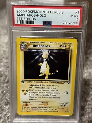 PSA 9 Pokemon Neo Genesis 1st Edition Holo Rare Ampharos 1/111 MINT Condition!! • $0.99