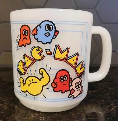 Vintage Glasbake Pac-Man Video Game Milk Glass Signed Cup Mug Midway Games • $49.95