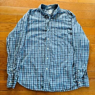 J Crew Shirt Mens XL Tailored Fit Blue Gray Checkered Long Sleeve Button Up • $24.97