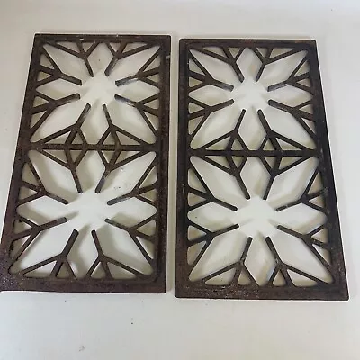 Vintage Cast Iron Stove Grate Set Of 2 -Vent Stove Door Decorative Architectural • $89.99