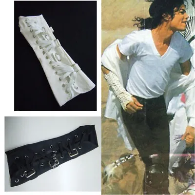 MJ Michael Jackson Punk Armbrace BAD Jam Black White Cotton Glove Arm Brace Prop • $40.18