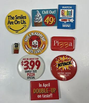 Vintage McDonald's Button Pin's Bundle Lot Of 9 Pizza Ronald Large 80's 90's • $32.69