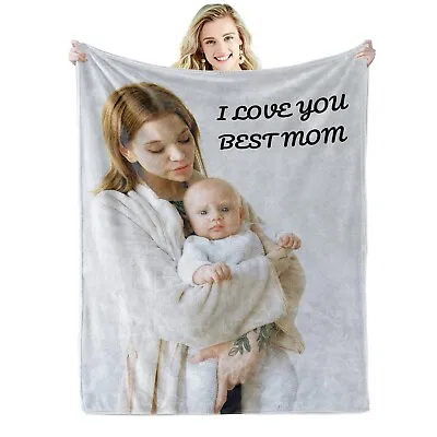 £21.99 • Buy Personalised Best Mum Photo Upload Blanket Birthday Gift Anniversary Gift