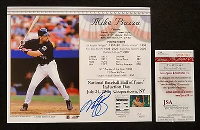 Mike Piazza Signed 2016 Hall Of Fame Induction Day 8x10 Photo Mets Autograph JSA • $149.99
