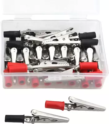 22 PCS Metal Alligator Clips Electrical Test Clamps With Plastic Hands Red Black • $9.89