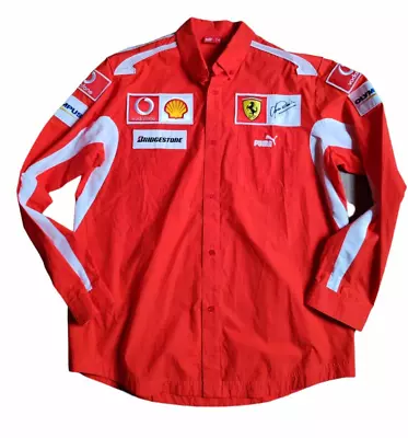 LUCA BADOER Signed Scuderia Ferrari F1 Team T-Shirt 2005 PUMA Pit Crew  L   • $349