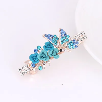 £3.29 • Buy Women Large Flowers Crystal Hair Clip Barrette Hairpin Clips Ponytail Hair Girls