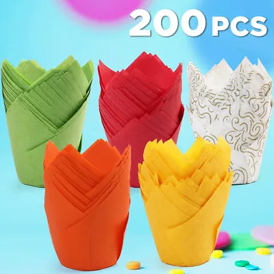 Tulip Cupcake Liners 200PCS Muffin Liners Baking Cups Cupcake Wrapper For Party • $11.39