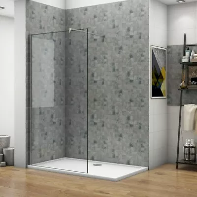 Walk In Wet Room Shower Enclosure Screen Panel Easy Clean Glass Cubicle And Tray • £84.69