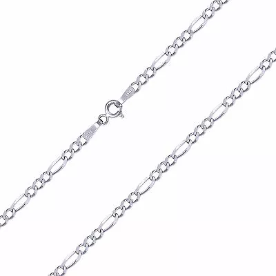 14K Solid White Gold Figaro Necklace Chain 2.5mm 16-24  -Polished Link Women Men • $301.30
