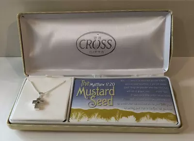 Vintage Cross Gifts Silver Tone Mustard Seed Cross Pendant Necklace IOB J2-1 • $29.99
