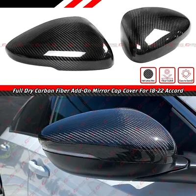 For 18-22 Honda Accord Real Carbon Fiber Add On Side Mirror Covers W/ Led Cutout • $86.99