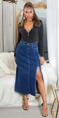 Musthave Denim High Waist Maxi Skirt With Slit On Side • £31