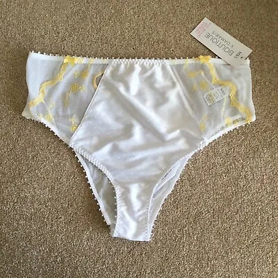 M&S Size 14 Boutique Damaris Evaline Satin High Waisted Brazilian Knickers White • £8.90