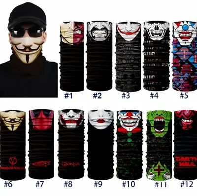 UV Protection Skull Clown Joker Balaclava Neck Gaiter Scarf Breathable Face Mask • $5.78