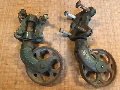 Antique Pair Swivel Cast Iron Factory Industrial Caster Railroad Cart 6”Wheels • $139