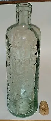 $25 • Buy 1960's+ Mold Made Decorative Soda Glass Bottle, Embossed Swirl Circle Design.