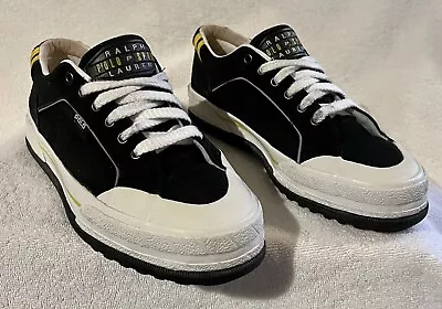 Vintage Ralph Lauren Polo Sport Women’s Suede Sneakers Shoes Size 8.5 Black • $28.99