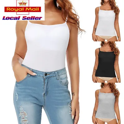 £14.79 • Buy Tank Tops Adjustable Strap Camisole With Built In Padded Bra Cami Vest For Women