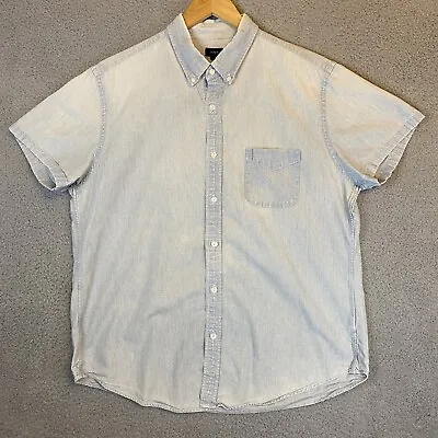 J.Crew Mens Chambray Short Sleeve Button Up Shirt Size XL Light Blue Cotton  • $19.98