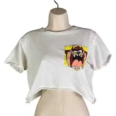 Looney Tunes Zara Crop Top Cropped Shirt Womens Size 11-12 Medium White Casual • $10.94