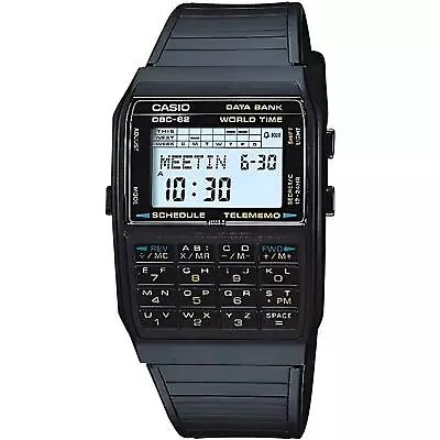 Casio Men's Watch Databank World Time Grey Digi Dial Black Resin Strap DBC-62-1Z • $96.41