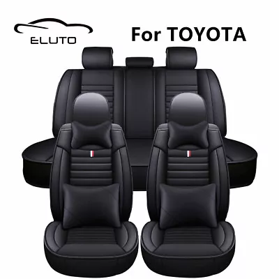 For Toyota Car SUV Seat Cover 5 Seater PU Leather All Black Front Rear Cushion • $78.99