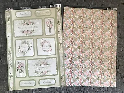 £1.10 • Buy Kanban Die Cut Rose Flower Sentiment  topper Sheet Matching Backing Card. New